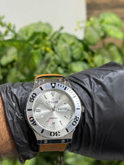 Sveston Monterrey Silver Dial Leather Strap Watch for Men