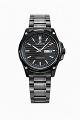 Sveston Washington Black Stainless Steel Men’s Watch – Day & Date | Premium Quartz