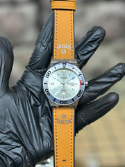 Sveston Monterrey Silver Dial Leather Strap Watch for Men