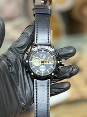 Sveston Hybrid Analog Digital Men’s Watch – Black Leather