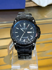 Sveston Washington Black Stainless Steel Men’s Watch – Day & Date | Premium Quartz