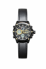 Sveston Hybrid Analog Digital Men’s Watch – Black Leather