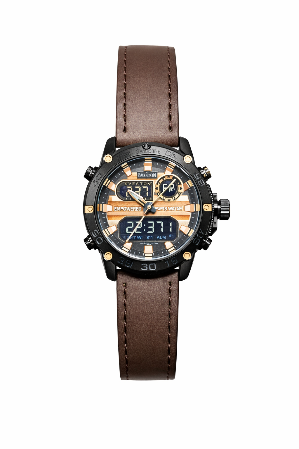 Sveston Empowered Sports Hybrid Watch – Brown Leather Edition