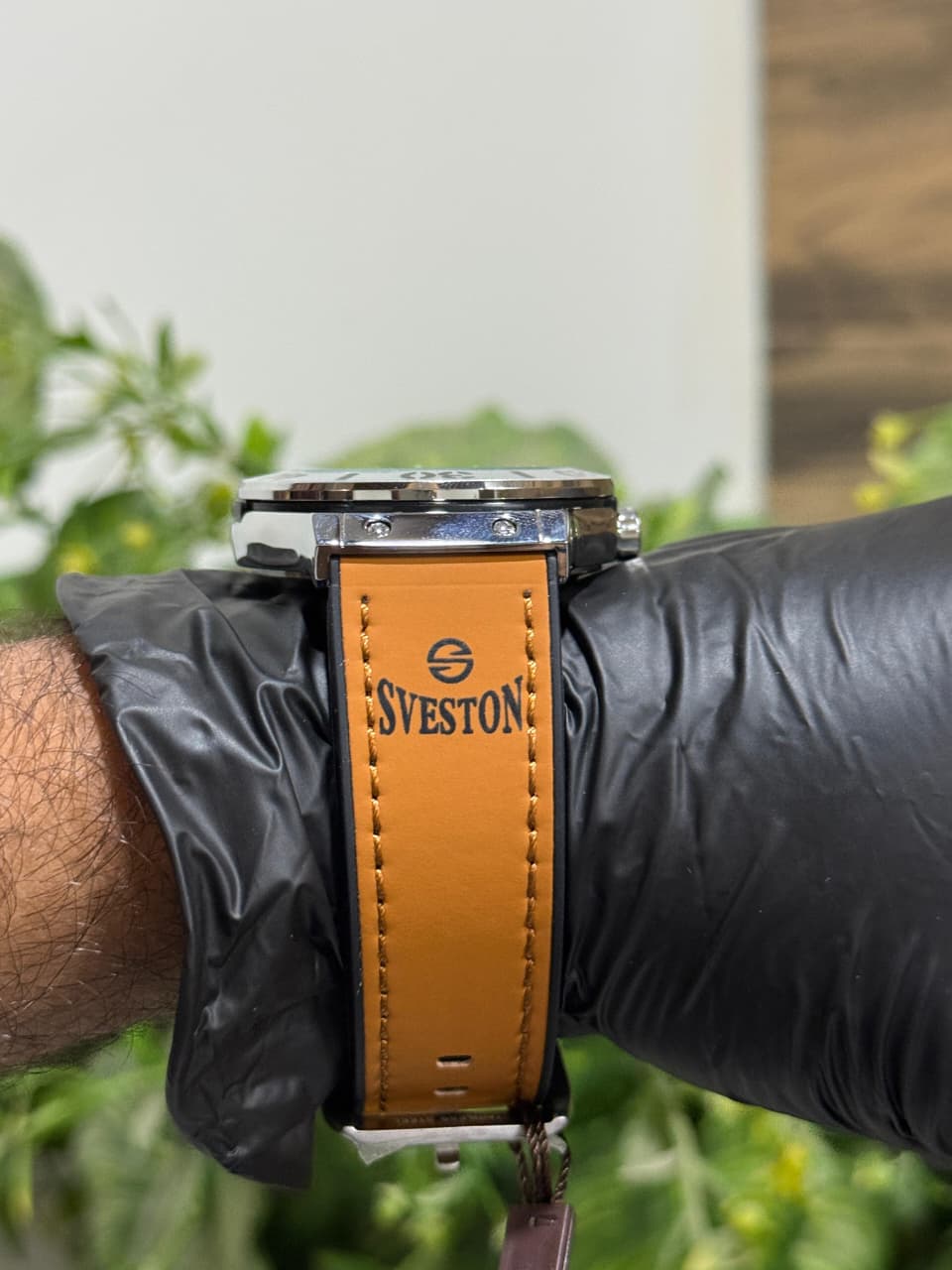 Sveston Monterrey Silver Dial Leather Strap Watch for Men