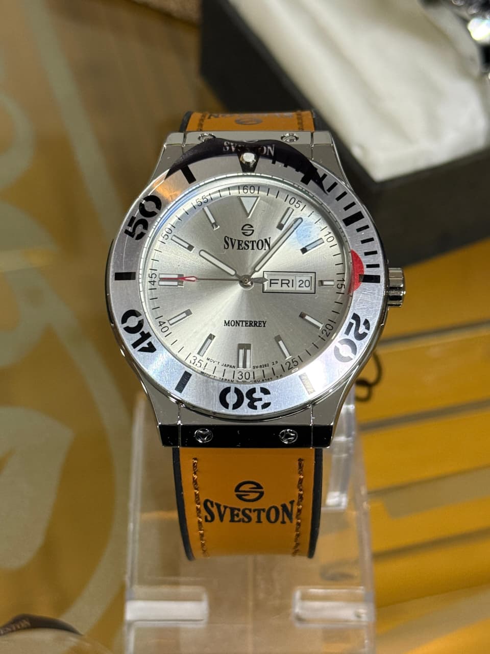 Sveston Monterrey Silver Dial Leather Strap Watch for Men