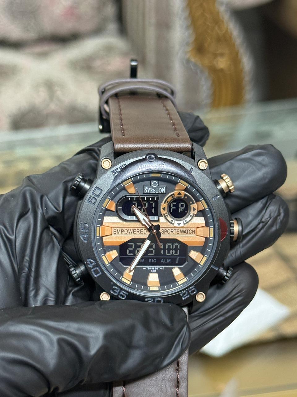 Sveston Empowered Sports Hybrid Watch – Brown Leather Edition