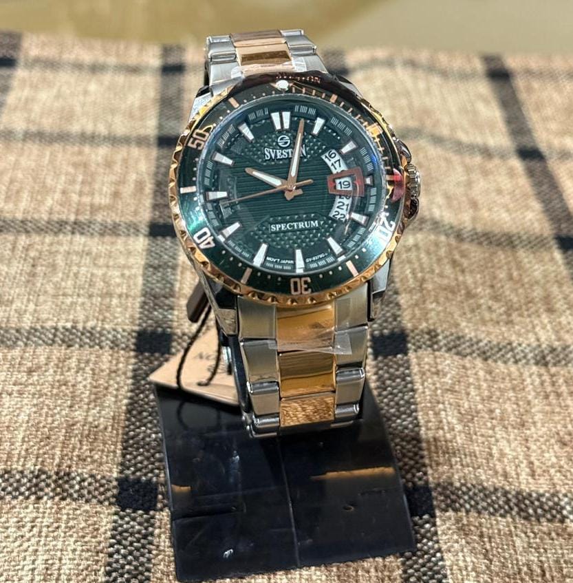 Sveston Spectrum Green & Rose Gold Stainless Steel Watch for Men